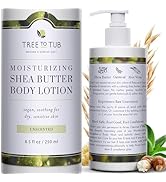 Tree to Tub Unscented Shea Butter Body Lotion for Dry Skin - Fragrance Free Lotion,Vegan Body Moi...
