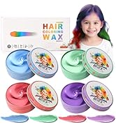4 Colors Temporary Hair Color Wax for Kids, Blue Green Red Purple Hair Styling Mud, Washable Styl...