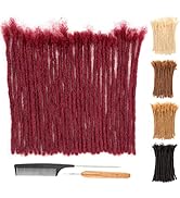 DAIXI 0.6cm Thickness #Burgundy 8 Inch 60 Strands 100% Real Human Hair Dreadlock Extensions for M...
