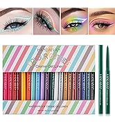 BONNIE CHOICE Colored Eye Liner Pencils, 20Pcs White Brown Blue Green Purple Black Pink Eyeliner ...