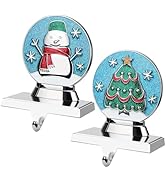 Kalolary Christmas Stocking Holders for Fireplace, 2 Crystal Ball Styles Stocking Hangers with Ch...