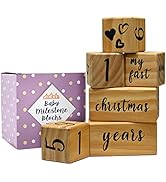 MAINEVENT Baby Monthly Milestone Blocks Complete Set, Milestone Blocks for Baby Girl, Baby Gifts ...