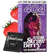 404 by Bold Care Super Ultra Thin Strawberry Flavored Condoms For Men | 60 Microns | 10 Units | I...