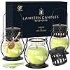 Citronella Candles Outdoor with Vintage Lantern - 3pcs 3.5oz DEET Free Lemongrass Scented Candles for Camping Patio Garden, Natural Citronella Soy Wax Candle, Gifts for Women