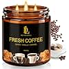 Fresh Coffee Scented Candle, 12oz 60 Hour Long Lasting Candles, Large 3 Wick Natural Soy Candles for Home Scented, Candle Gifts for Women Men
