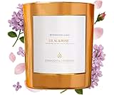 Benevolence LA Lilac & Rose Wood Wick Candles | Soy Scented Candles for Home | Gifts for Women and Men | Home Fragrance | Aromatherapy | Shelf Decor, Bathroom Freshener | 8oz, 45 Hour Burn