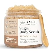 Bare Botanics Brown Sugar Body Scrub 20oz | Made in Madison, WI | All Natural Sugar Exfoliator w/...