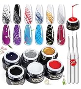 SAVILAND 6 Colors Spider Gel, New Upgraded Matrices Spider Gel with Nail Art Brushes, Nail Design...