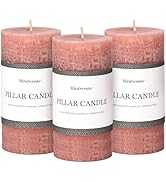 3x6 Inch Brown Pillar Candles Set of 3 - Unscented Candles, Long Clean Burning, Large Big Candles...