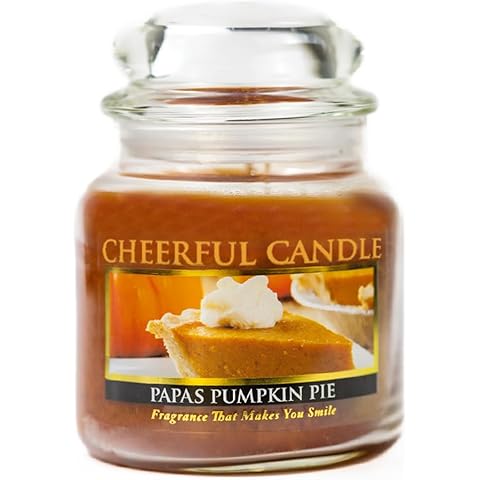 A Cheerful Giver - Papa's Pumpkin Pie Scented Glass Jar Candle (16 oz) with Lid & True to Life Fragrance Made in USA