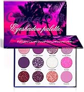 NVLEPTAP 12 Colors Glitter Purple Pink White Eyeshadow Palette,High Pigmented Shimmer Rainbow Eye...