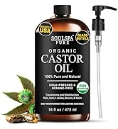 SOULSPA PURE Organic Castor Oil for Hair Growth, Scalp, Skin, Face & Eyelashes | USDA Certified |...