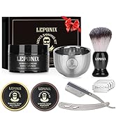 Straight Razor Shaving Kit, Includes 2 Packs Shaving Soap, Straight Edge Razor, Shaving Cream,Sha...