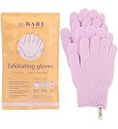 Bare Botanics 4 Pack Lavender Exfoliating Gloves for Shower | 100% Nylon Fibers | Exfoliating Bat...