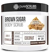 pureSCRUBS Premium Organic Brown Sugar COCONUT FACE & BODY SCRUB Set - Large 16oz, Infused With O...