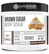 pureSCRUBS Premium Organic Brown Sugar COCONUT FACE & BODY SCRUB Set - Large 16oz, Infused With O...