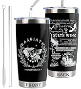 4th Wing Gift Basgiath War College 20oz Stainless Steel Insulated Tumbler with Lid and Straw Fant...