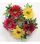 A Cheerful Giver Small Wreath Candle Ring Gerbera Artificial Floral Decor for Candles Centerpiece...