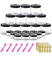 4 oz Small Plastic Containers with Lids 24 Pack Plastic Jars with Lids + 20g/20ml Small Container...