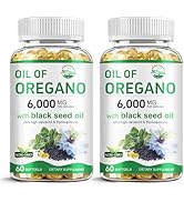 Nature's live Oil of Oregano 6000mg with Black Seed Oil 200mg, 2 in 1 Oregano Oil Supplement for ...