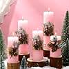 Conelist 5 Pcs Christmas Pillar Candle 5 Size Pillar Handmade Soy Wax Candles Holiday Decor Gift for Bedroom Bathroom Indoor Outdoor Home Dinner Party Decoration