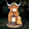 Highland Cow Solar Lights, Solar Powered Statues for Garden,Outside Decor with Latern for Yard Birthday Easter Gifts for Grandma Mom Women Funny Decorations for Yard and Patio Gifts