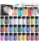 Mica Powder - 32 Pearlescent Epoxy Resin Color Pigments Set- Natural Cosmetic Grade Pigment for S...
