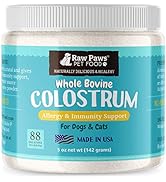 Raw Paws Pet Bovine Colostrum for Dogs Allergies & Immune Support, 5-oz - Made in USA, Pure Bovin...