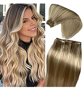 Sew in Hair Extensions Human Hair Ash Blonde to Blonde Highlights Hand Tied Wefts Hair Extensions...