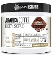 pureSCRUBS Premium Organic Arabica Coffee Body Scrub Set - VANILLA BLEND Large 16oz Anti Cellulit...