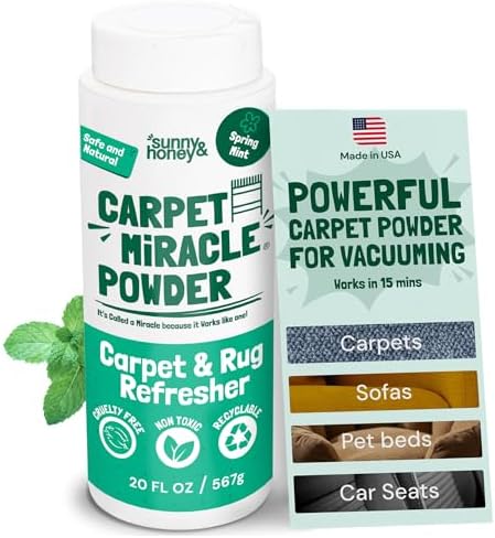 Sunny & Honey Carpet Deodorizer Powder - 20 Oz, Spring Mint - Odor Eliminator & Rug Freshener Powder for Pets & Kids