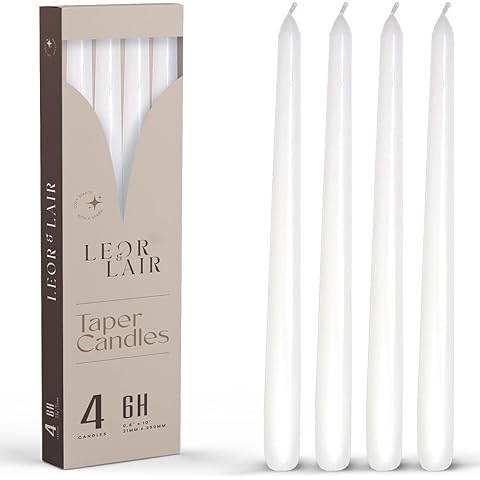 White Taper Candles - 4 Pack 10