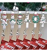 Kalolary Christmas Stocking Hangers for Fireplace, 6 Styles Christmas Tree Stocking Holders Mantl...