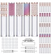 25 Pack Diamond Lip Gloss Tubes with Wand 5ml Empty Rhinestone Lip Gloss Containers Cute Lipgloss...