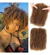 Afro Kinky-Curly Human Hair 10 Inch Honey Brown 4C Afro Kinky Curly Bulk Human Hair for Dreadlock...
