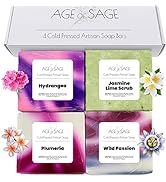 Age of Sage Damsel Natural Soap Set for Women - Handmade Moisturizing Artisan Floral Soap w/Essen...