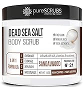 pureSCRUBS Premium Organic Body Scrub Set Large 16oz SANDALWOOD BODY SCRUB - Dead Sea Salt Infuse...