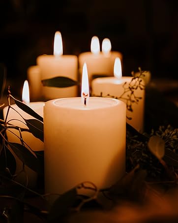 Ivory unscented pillar candle set