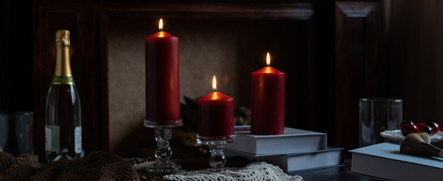 MOZEAL Red Pillar Candles