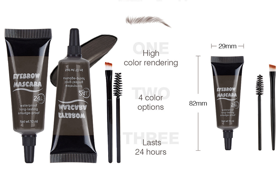 BINGBRUSH Tinted Thickening Eyebrow Mascara with Two Eyebrow Brushes