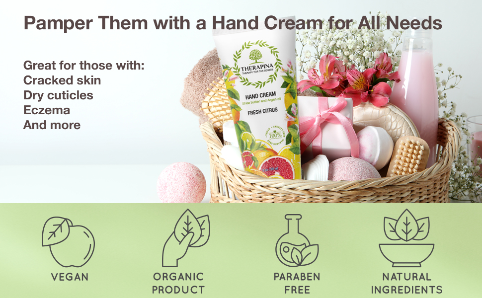 hand cream natural in a gorgeous gift basket