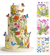 Rylenor 50 Pcs Real Pressed Wildflower Cake Toppers (Real Flower) Wedding Cake Toppers, Edible Ca...