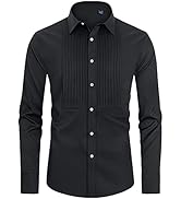 J.Ver Men's Tuxedo Shirt Formal Dress Shirt Pleated Long Sleeve Button Down Shirts for Prom Party...
