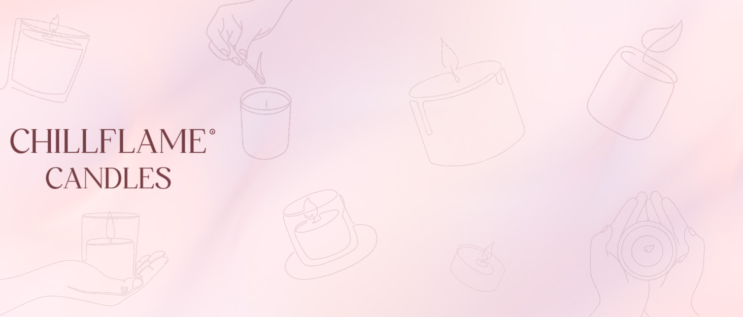 Light pink background with 'CHILLFLAME CANDLES' text visible in the upper left corner.