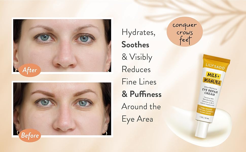 LILY SADO MILK+MANUKA EYE CREAM Coconut Milk and Manuka Honey Eye Repair Moisturizer