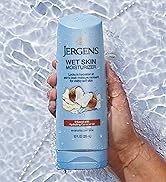 Bottle of Jergens Wet Skin Moisturizer in water