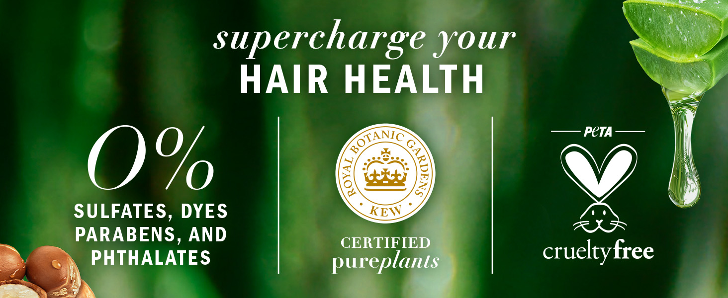 Supercharge your hair health. 0% sulfates, dyes, parabens and phtalates. Royal Botanic Gardens Kew