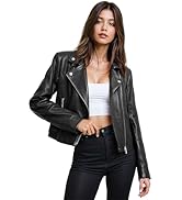 Olivia Miller Women's Faux Leather Moto Biker Jacket Long Sleeve Zip Jacket
