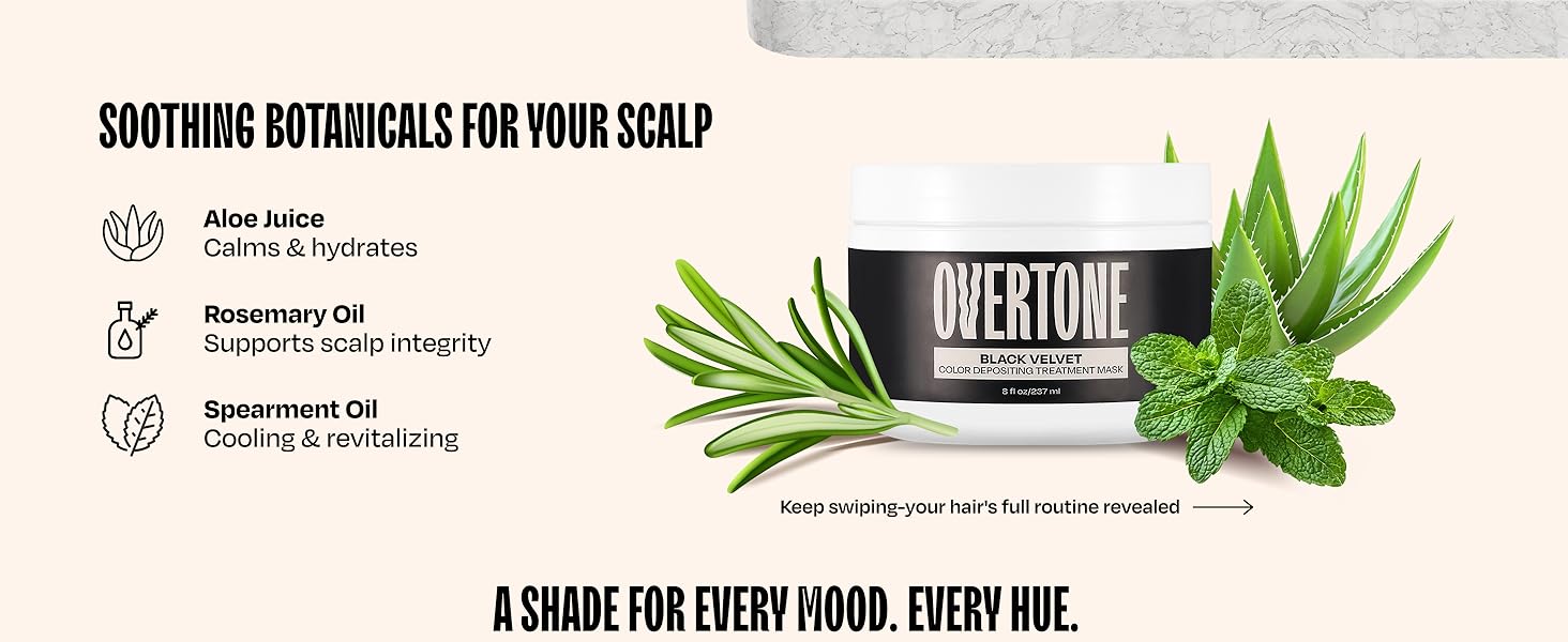 Overtone hair formula botanical natural ingredients aloe vera rosemary pepermint oil scalp hair