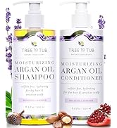 Tree To Tub Hydrating Sulfate Free Shampoo and Conditioner Set for Dry Hair, Dry Scalp, Frizz - M...